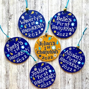 Personalized Hanukkah Ornament, 2023 Custom Chanukah Decor, 1st Birthday Jewish Baby Gift, Holidays Host Gift, Small Gifts Kids image 8