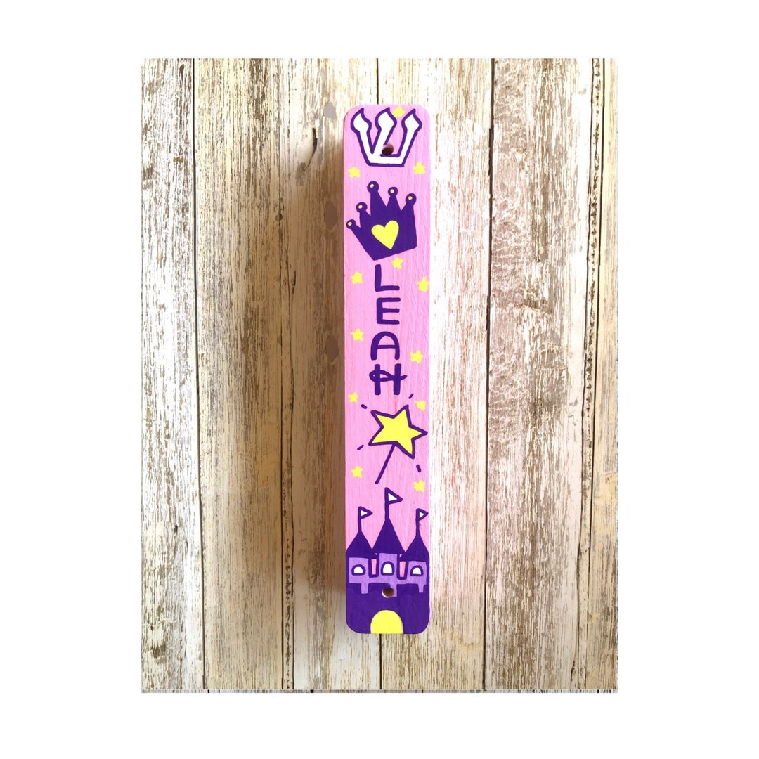 Personalized Princess Mezuzah, Hand Painted Scroll Case, Jewish Gift