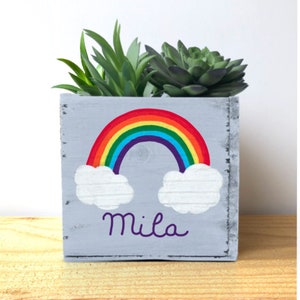 Personalized Rainbow Succulent Planter, Rainbow Decor, LGBTQ Pride Gift, Rainbow Theme Party image 1