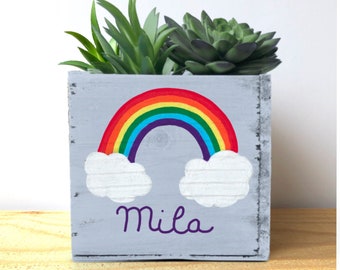 Personalized Rainbow Succulent Planter, Rainbow Decor, LGBTQ Pride Gift, Rainbow Theme Party