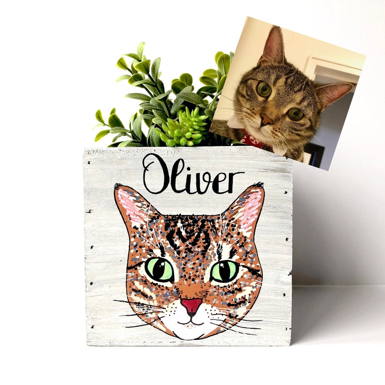 Custom Cat Portrait Planter Cat Dad Gift Personalized Cat Mom Gift Cat Succulent Planter Fur Baby Gift image 7