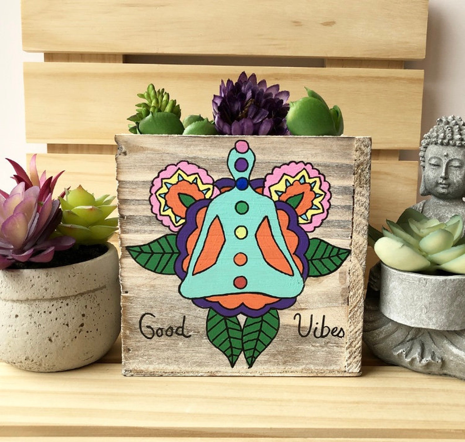 Good Vibes Planter Yoga Planter Inspirational Decor Yoga Etsy