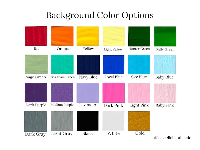 a collection of 16 different background color options, including various shades of red, orange, yellow, green, blue, purple, and more.
