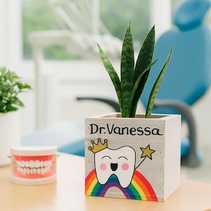 Personalized Dentist Planter: Hand-Painted Tooth Fairy Keepsake