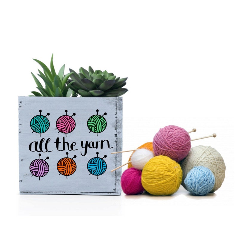 Yarn Lover Succulent Planter Gift for Knitters Knitting image 1