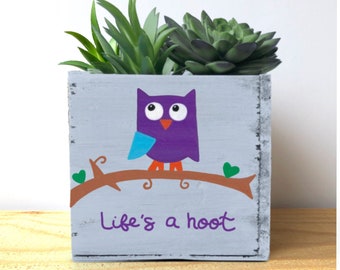 Owl Planter, Cute Planter Pot, Be Fearless, Custom Succulent Planter, Owl Lover Decor, Gift for Her