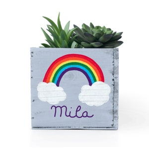 Personalized Rainbow Succulent Planter, Rainbow Decor, LGBTQ Pride Gift, Rainbow Theme Party image 3