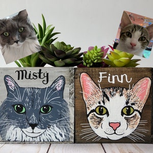 Custom Cat Portrait Planter Cat Dad Gift Personalized Cat Mom Gift Cat Succulent Planter Fur Baby Gift image 4