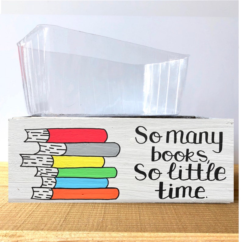 Book Planter So Many Books Reading Lover Gift Gift for Whitewashed Wood