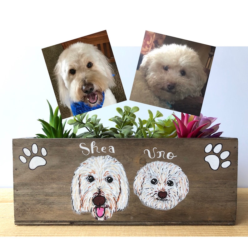 Pet Portrait Planter Custom Dog Cat Lover Gift Dog Cat Mom Dad Christmas Pet Loss Memorial image 3