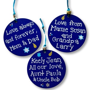 Personalized Hanukkah Ornament, 2023 Custom Chanukah Decor, 1st Birthday Jewish Baby Gift, Holidays Host Gift, Small Gifts Kids image 3