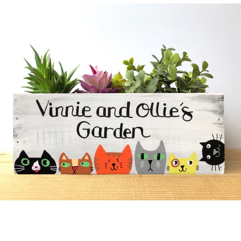 Personalized Cat Planter Rustic Wood Succulent Box Cat Mom Etsy Australia