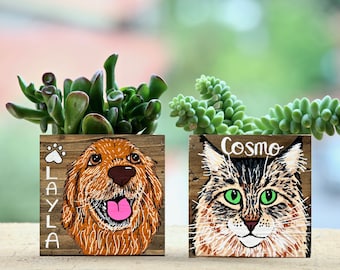 Pet Portrait Planter - Custom Dog Cat Lover Gift - Dog Cat Mom Dad Christmas - Pet Loss Memorial