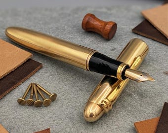 Personalized Brass Fountain Pen | Engraved Writing Instrument, Elegant Office Accessory