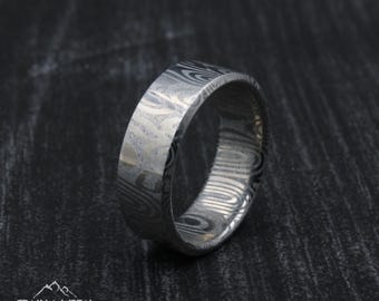Damasteel Damascus Ring, Fenja Pattern Wedding Band