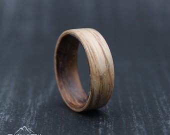 Handmade Bentwood Ring, Ashwood Rosewood Inlay, Rustic Wood Wedding Band