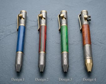 Handmade Damascus Steel Bolt Action Pen – Personalized Engraved Gift, Luxury Executive Pens