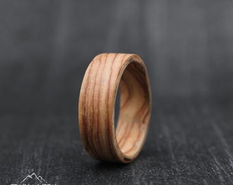 Handmade Olive Ash Bentwood Ring, Matte Finish Wooden Wedding Band
