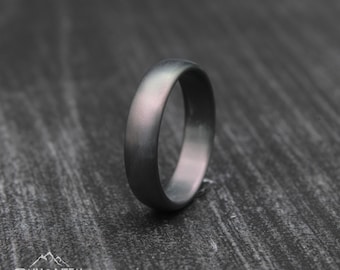 Black Zirconium Ring | Matte Dome Wedding Band, USA Made
