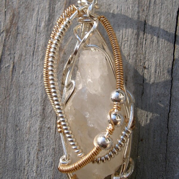 Sterling Silver and Gold Azeztulite Pendant