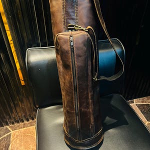 Adjustable shoulder strap detail on the Personalized Vintage Cowhide Leather Golf Bag.