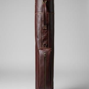 Personalized Vintage Cowhide Leather Golf Bag | compartments & Pocket | Custom Engraving image 5