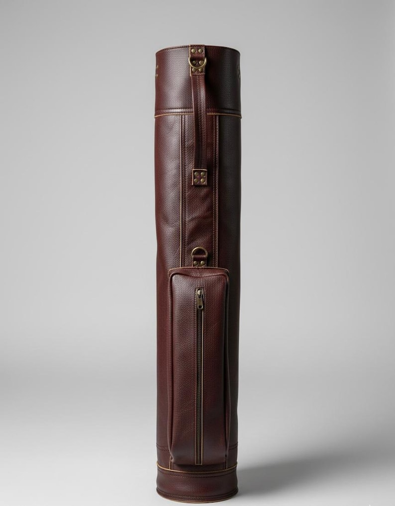 Personalized Vintage Cowhide Leather Golf Bag | compartments & Pocket | Custom Engraving image 5