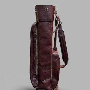 Personalized Vintage Cowhide Leather Golf Bag | compartments & Pocket | Custom Engraving image 8