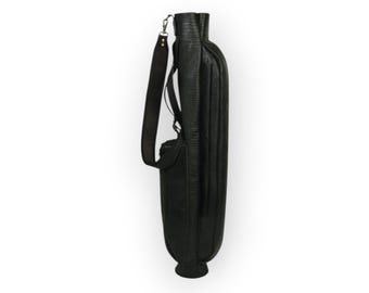 Alligator-Embossed Leather Golf Stand Bag: Full-Grain Carry, Brass Hardware