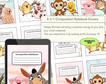 6-IN-1 notebookomslag: terug naar school (pdf-download, canvasjabloon)