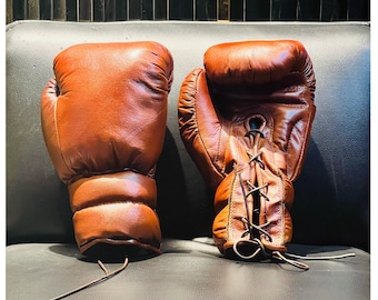 Antique decor Vintage Style Leather Boxing Gloves: Classic memorabilia