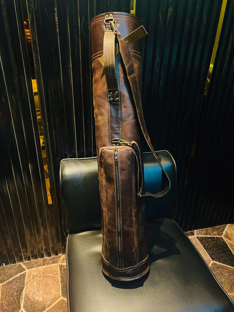 Personalized Vintage Cowhide Leather Golf Bag
