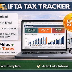 IFTA Mileage Fuel Tax Tracker Spreadsheet (Excel Google Sheets)