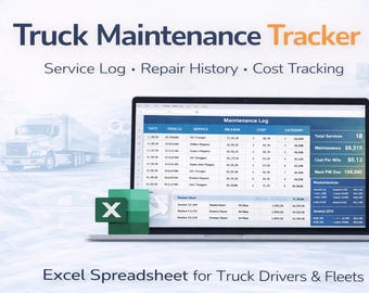 LKW-Wartungslogbuch | Fleet Service Statement Word (Digitaler Download)