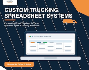 Benutzerdefiniertes Trucking-Spreadsheet-System | Personalisierte Excel Tracker | Eigentümer Unternehmer Buchhaltung Vorlage | Versand & Kosten Tracker
