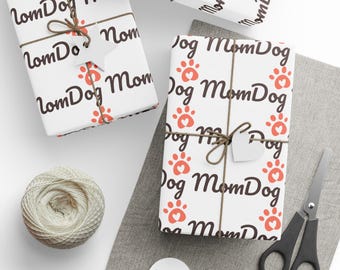 Papel de regalo con la huella de la pata de Dog Mom / Papeles de regalo
