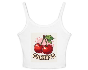Funny Cherry Graphic Tank Top: Women's Summer Spaghetti Strap Cami