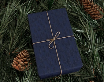 Embossed Navy Wrapping Paper; Elegant Navy Floral Gift Wrap, Luxury Textured Gift Wrap | Navy Blue Premium Paper; Sophisticated & Versatile