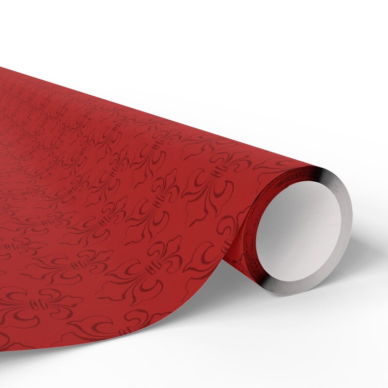 Fleur-de-lis Embossed Wrapping Paper | Luxury Red Holiday Gift Wrap ...