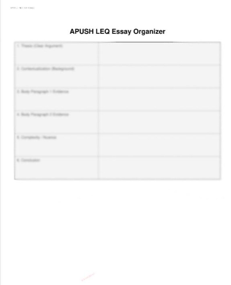 APUSH LEQ Essay Template | US History Exam Prep (pdf - Etsy