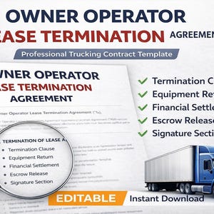 Owner Operator Lease Termination Agreement | Trucking Contract Template (Digital Download)