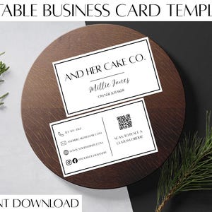 Editable Bakery Business Card Template, Canva Baker Business Card, Cake Business Branding, Printable Small Business Card, Instant Download