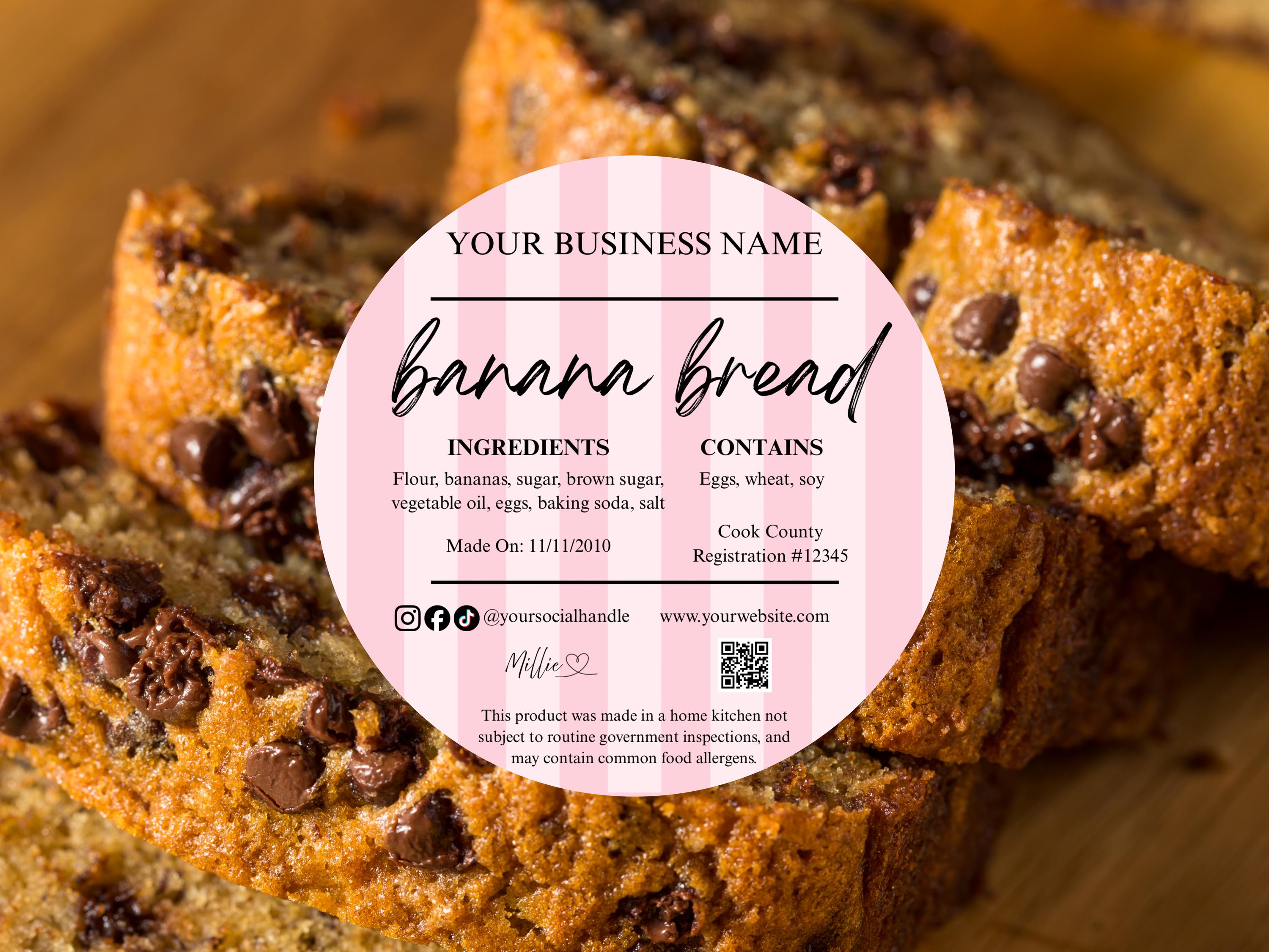 Food Label Example Small Scale Editable Cottage Food Label Template - Printable Bakery Sticker, Small ...
