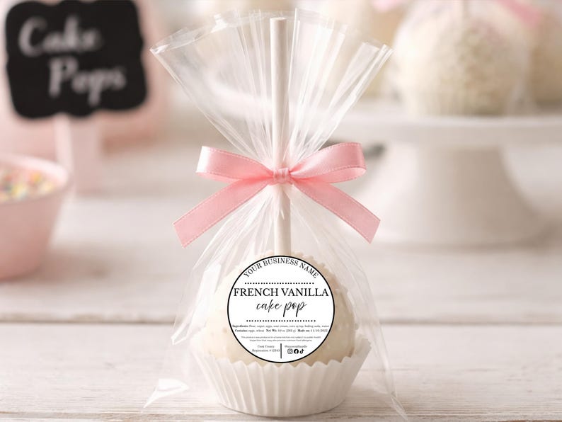 French Vanilla Cake Pop Label Template, Editable Cottage Food Label, Canva Bakery Label, Printable Food Packaging, Small Business Template image 3