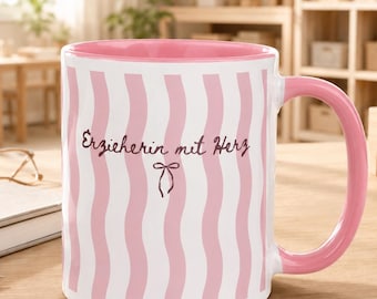 Erzieherin Tasse Herz – Geschenk Kindergarten, Dankeschön Kita, Kaffeebecher mit Spruch