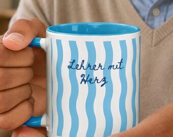 Lehrer Tasse mit Herz Geschenk für Pädagogen Kaffeebecher Schule Abschied Danke