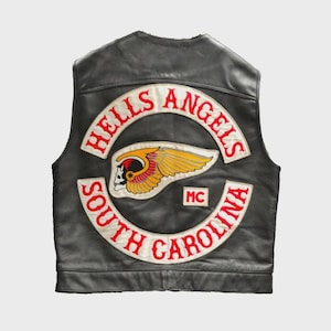 Hells Angels Style Leather Motorcycle Vest, Custom Biker Club Vest, Mens Genuine Leather Riding Vest with Club Patches, MC Motorcycle Vest