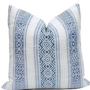 Cobalt Blue Geometric Pillow Cover: Jaclyn Smith Ethnic Stripe Throw Pillow