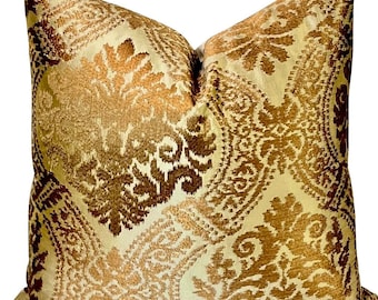 Embroidered Silk Damask Pillow Cover | Stroheim Lowry Frame | Designer Pillow