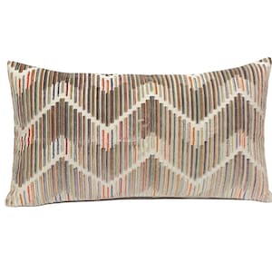 Cut Velvet Chevron Lumbar Pillow Cover: Amber Kravet Modern Colors